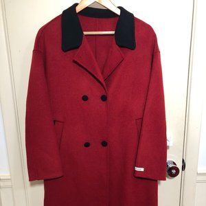 Brand New Long Dark Red 100% Wool Woman's Coat
